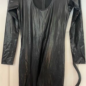 Costume Black Cat Long Sleeve Bodysuit with Tail